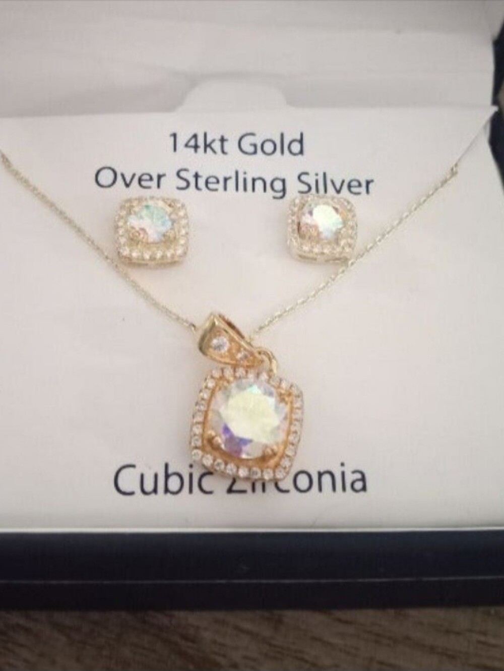 Belk Silverworks (Gold Tone Over Sterling Silver Square Cubic Zirconia Halo)
